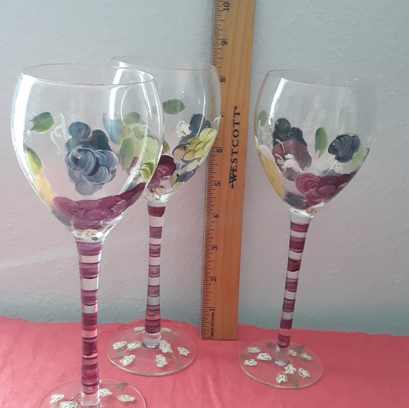 ❤❤🏡 NEW 3 SET GLASS OF WINE HAND PAINTED.  C 30 - Picture 13 of 14